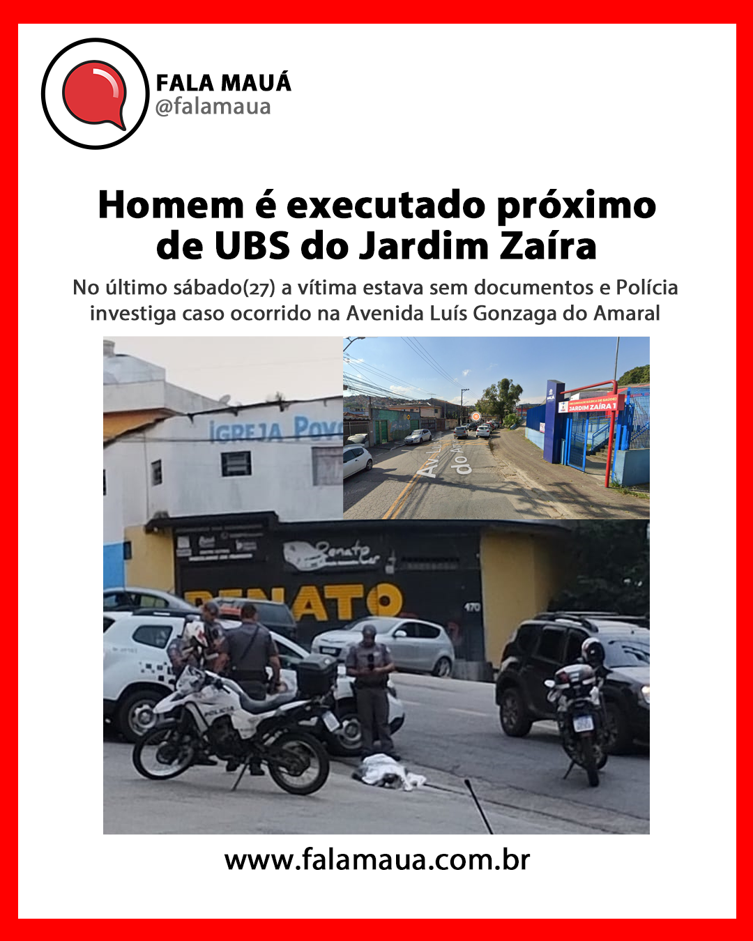 Em Mauá...Homem é executado na frente de UBS do Jardim Zaíra