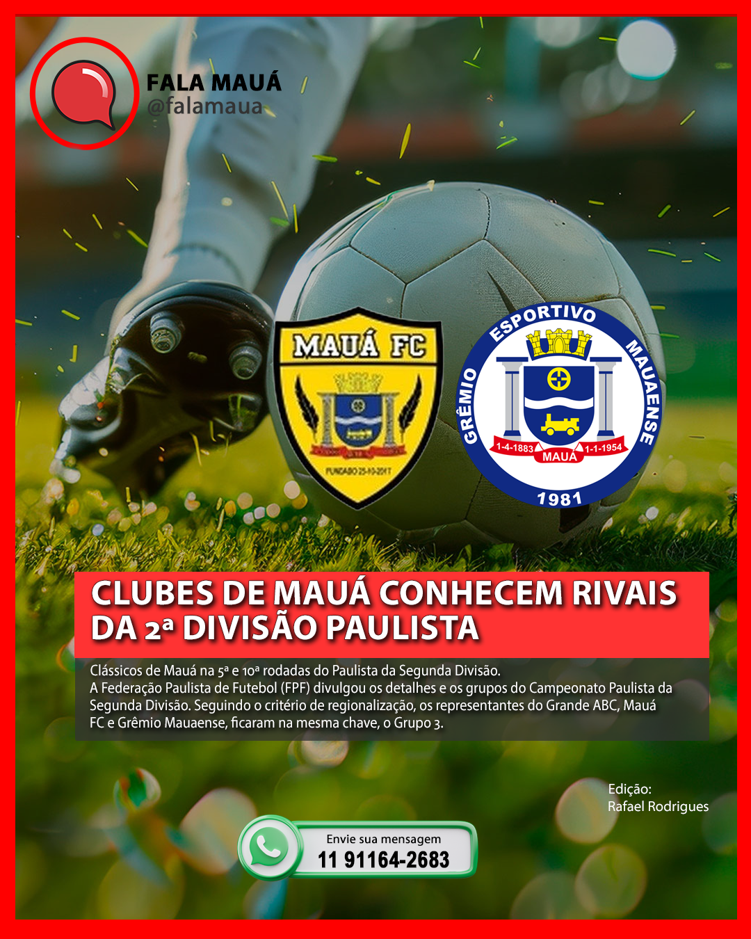 Clubes de Mauá conhecem rivais da 2ª Divisão Paulista