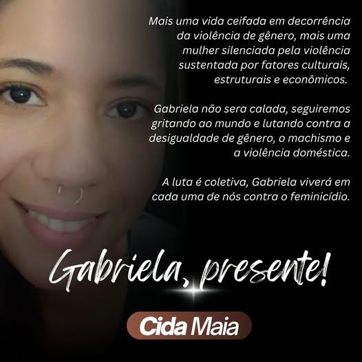APÓS FEMINICÍDIO, SECRETÁRIA DIZ: “GABRIELA VIVERÁ EM CADA UMA DE NÓS