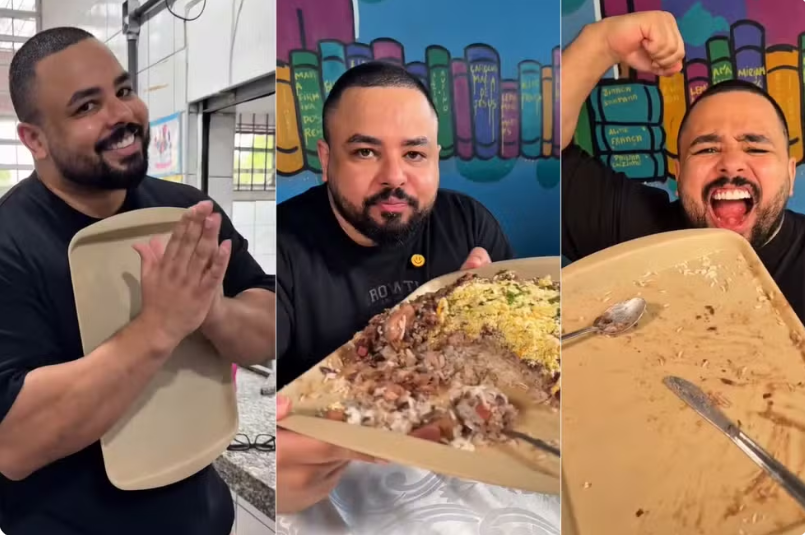 INFLUENCIADOR DE SANTO ANDRÉ ENCARA DESAFIO DE 3 KG DE FEIJOADA EM ESCOLA PREMIADA DE CUBATÃO