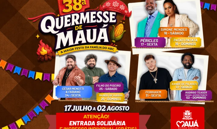 38ª Quermesse de Mauá começa em 17 de julho com show de Péricles